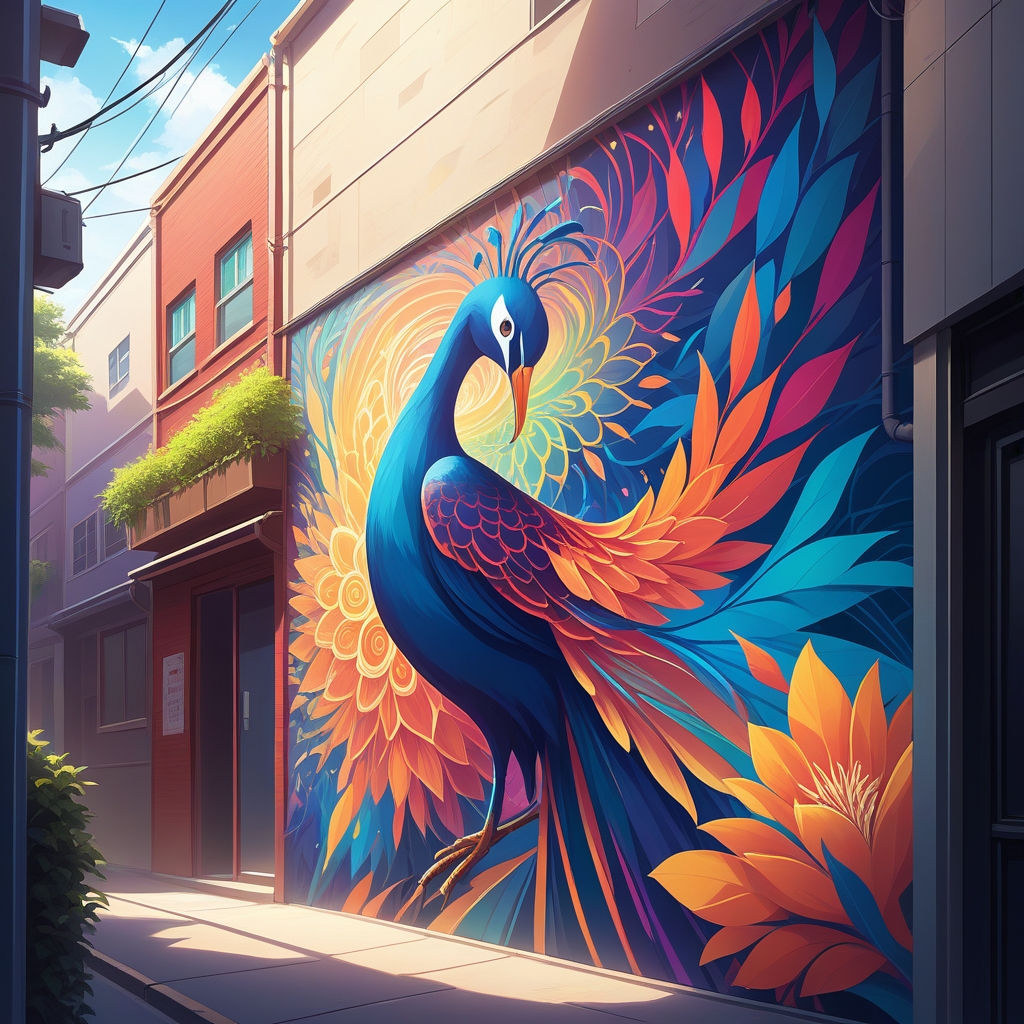 A vibrant street mural covering an entire wall