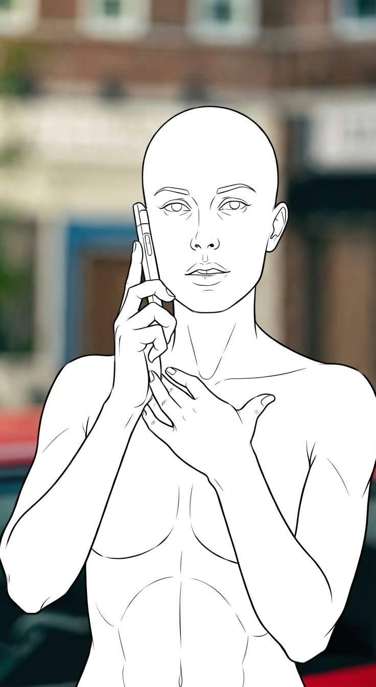 Line-art anatomical intermediate generated from the input frame